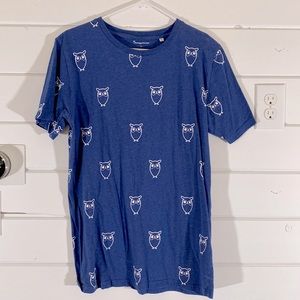 KnowledgeCotton blue medium owl print T-shirt